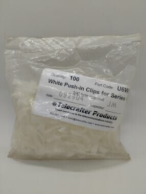 100 Telecrafter U6WH White Standard Push-In Cable Clips for Coaxial Cable